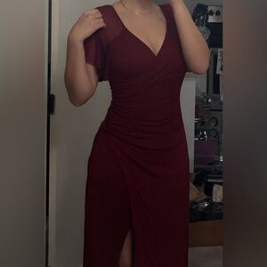 Elegant Burgundy Wrap Dress